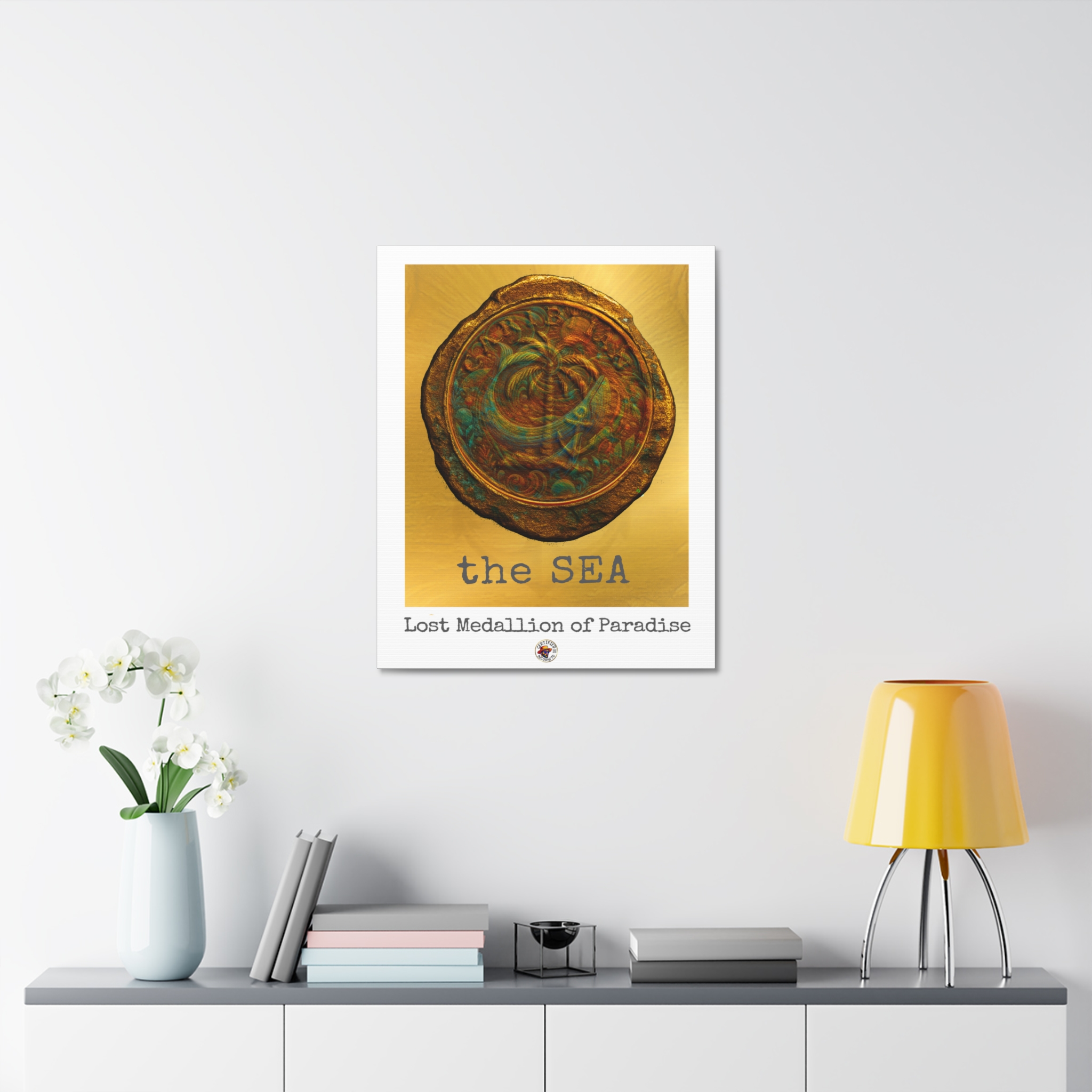 Canvas Art Print - the SEA: Lost Medallion of Paradise RARE Artwork By Living Incognito (NFT included) - Image 2