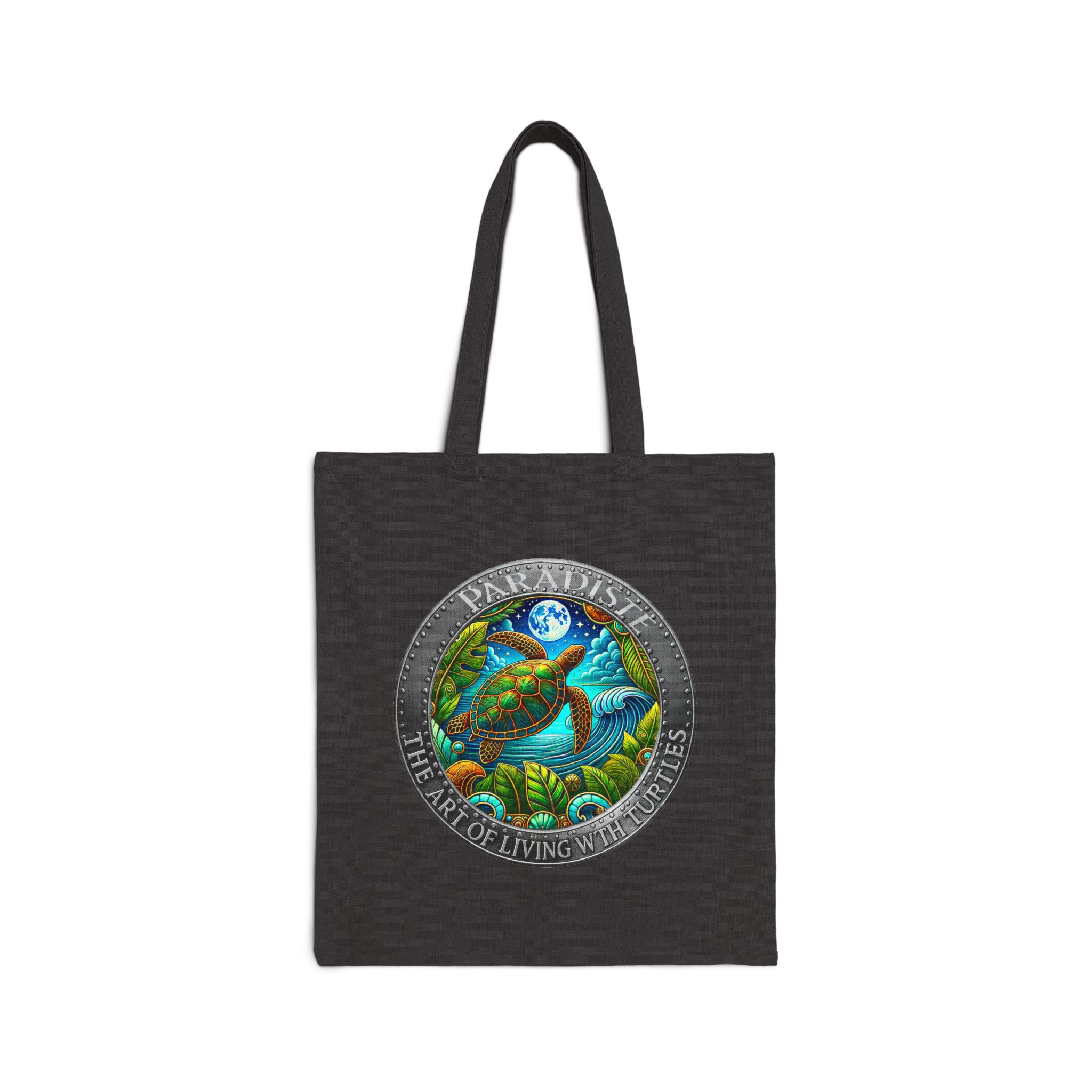 The Art of Living with Turtles Eco-Friendly Tote Bag Nature Lover Gift, Reusable Canvas Shopping Bag - Image 5