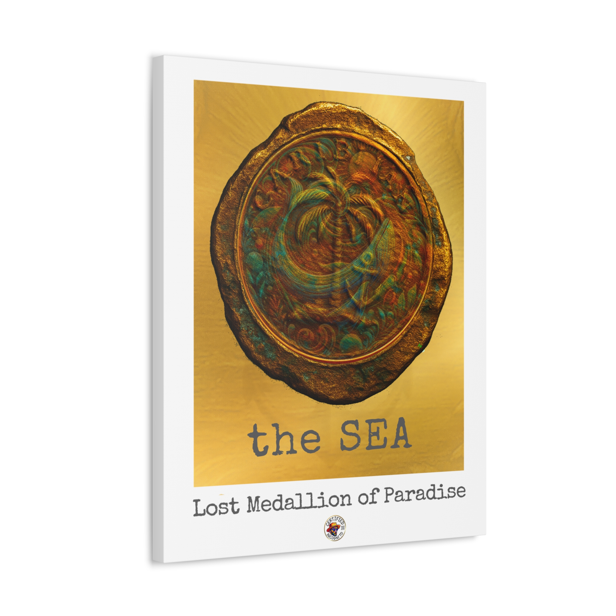 Canvas Art Print - the SEA: Lost Medallion of Paradise RARE Artwork By Living Incognito (NFT included)