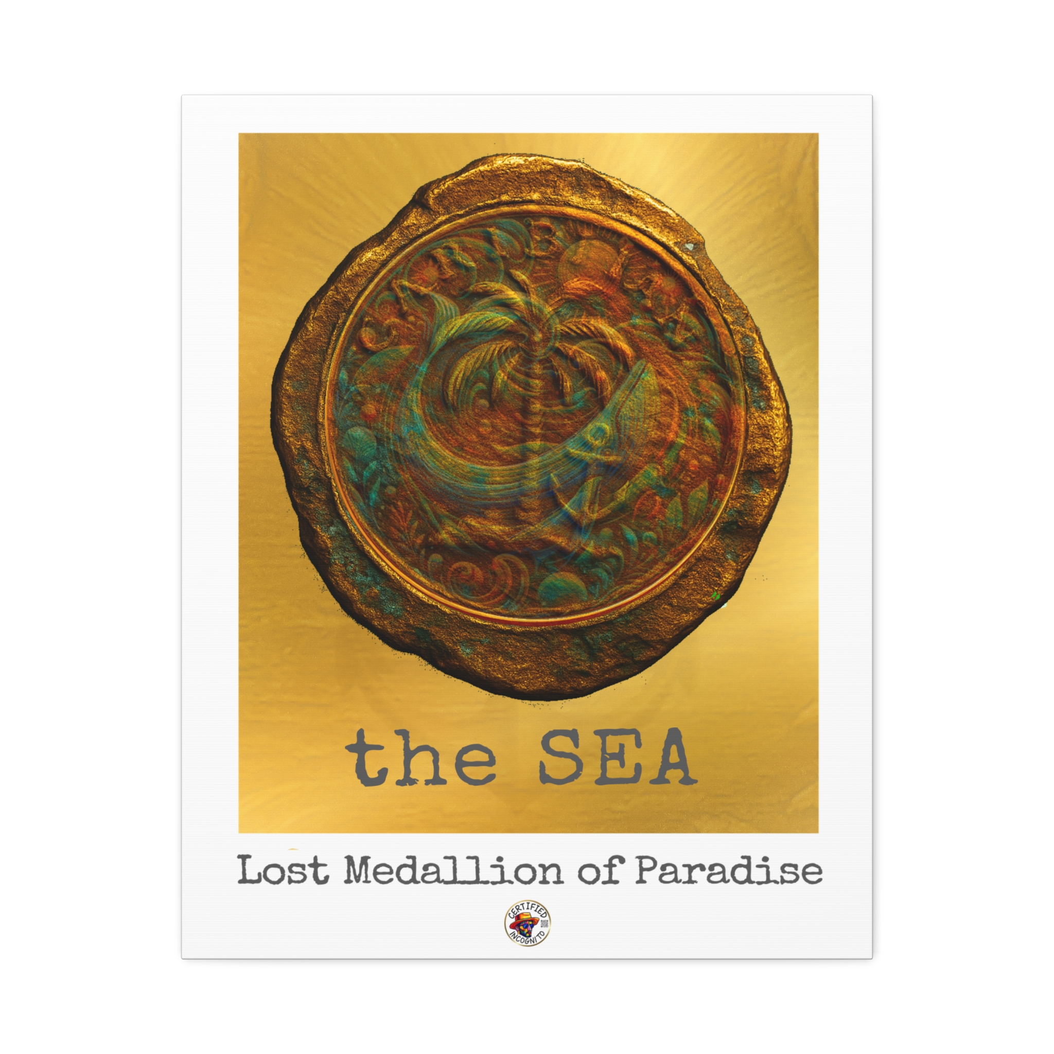 Canvas Art Print - the SEA: Lost Medallion of Paradise RARE Artwork By Living Incognito (NFT included) - Image 3