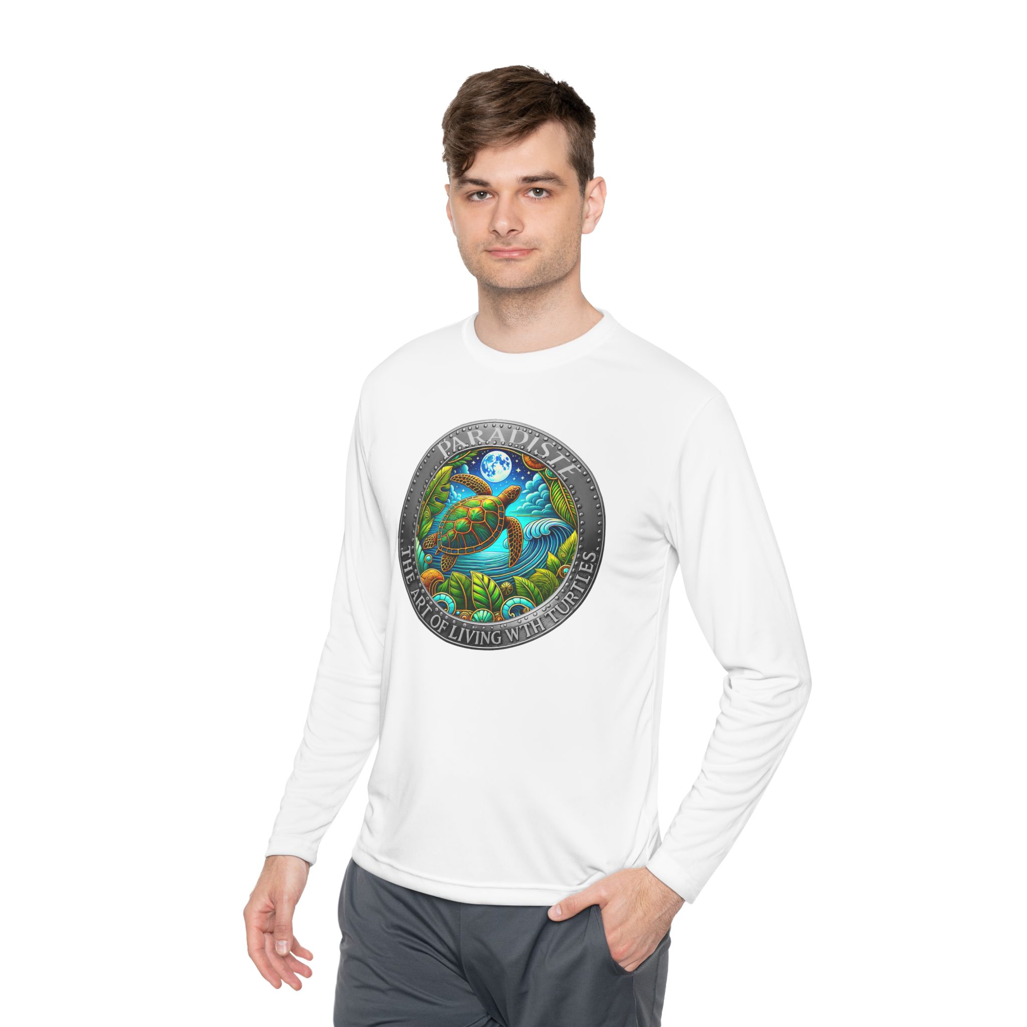 The Art of Living with Turtles Paradiste.com Long Sleeve Tee for Nature Lovers. - Image 3