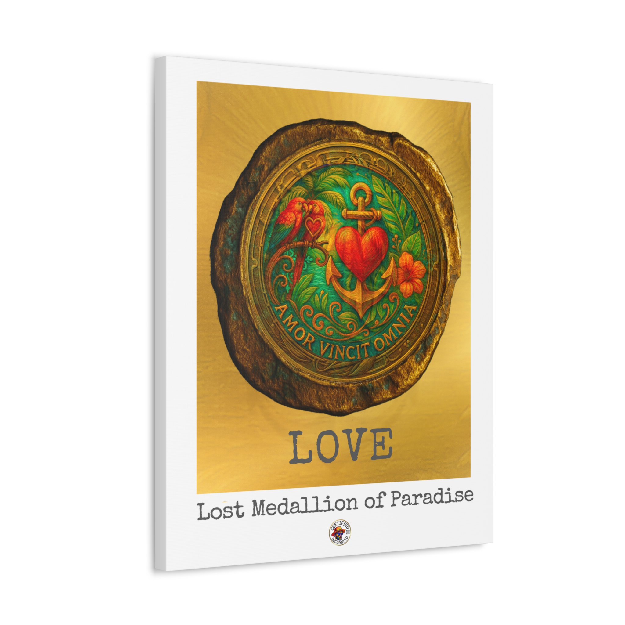 Canvas Art Print - LOVE: Lost Medallion of Paradise RARE Artwork By Living Incognito (NFT included)