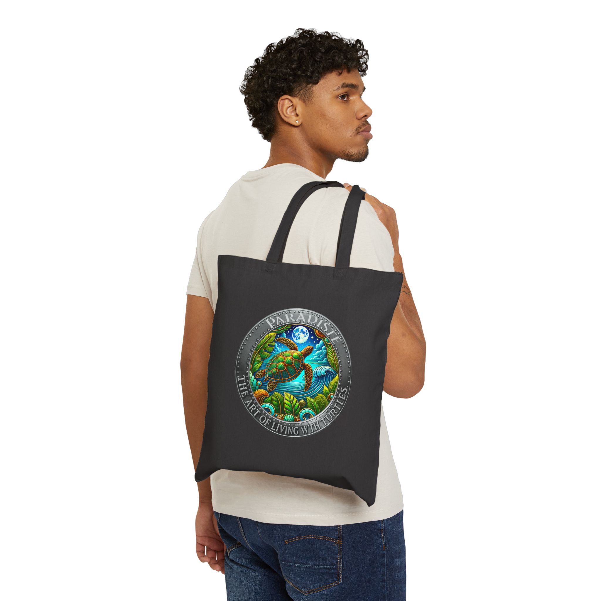 The Art of Living with Turtles Eco-Friendly Tote Bag Nature Lover Gift, Reusable Canvas Shopping Bag - Image 7