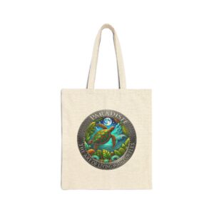 The Art of Living with Turtles Eco-Friendly Tote Bag Nature Lover Gift, Reusable Canvas Shopping Bag