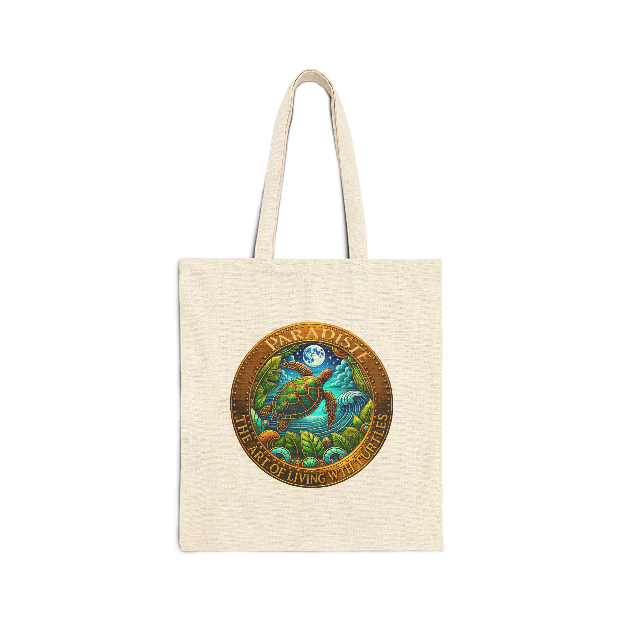 The Art of Living with Turtles Eco-Friendly Tote Bag Nature Lover Gift, Reusable Canvas Shopping Bag - Image 2