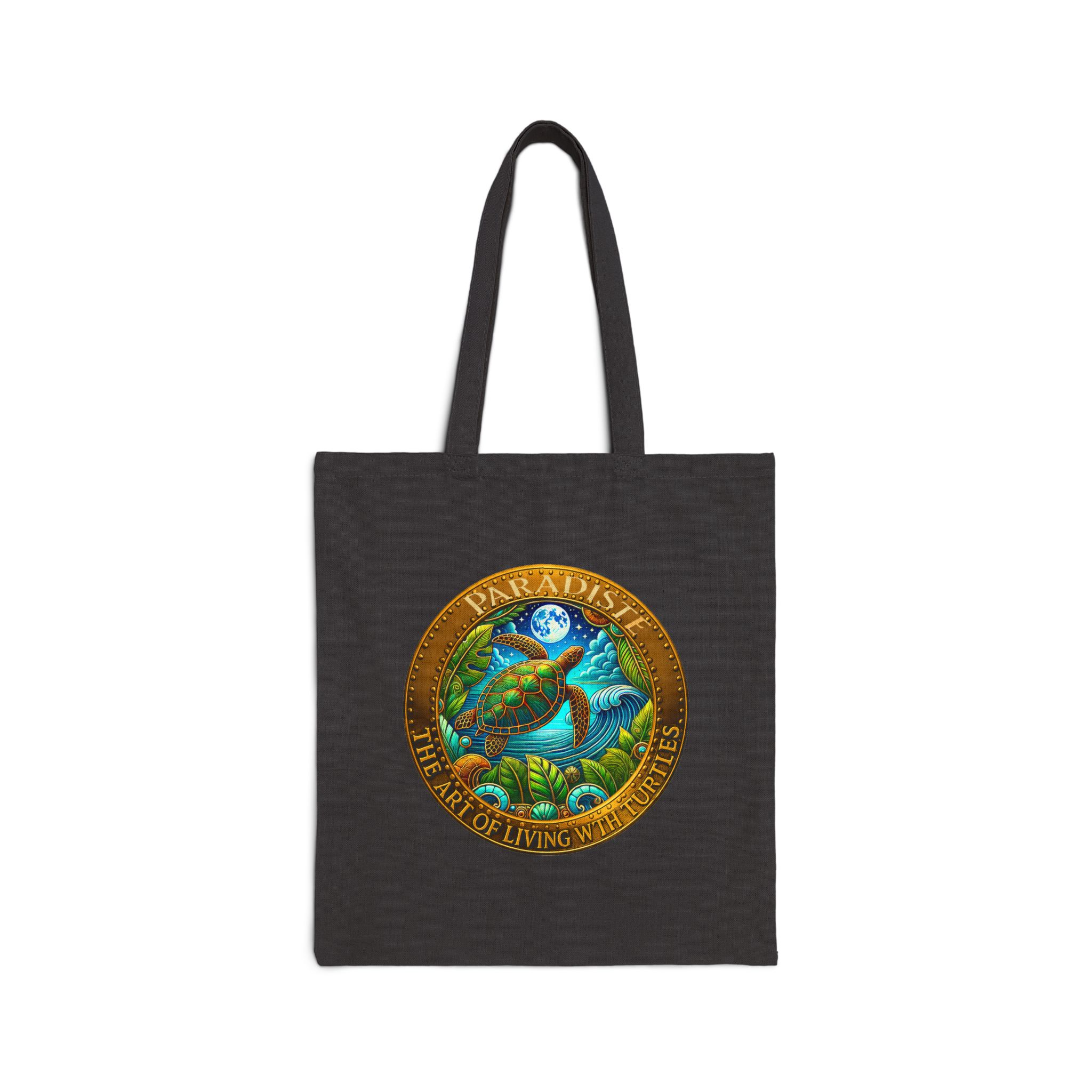 The Art of Living with Turtles Eco-Friendly Tote Bag Nature Lover Gift, Reusable Canvas Shopping Bag - Image 6