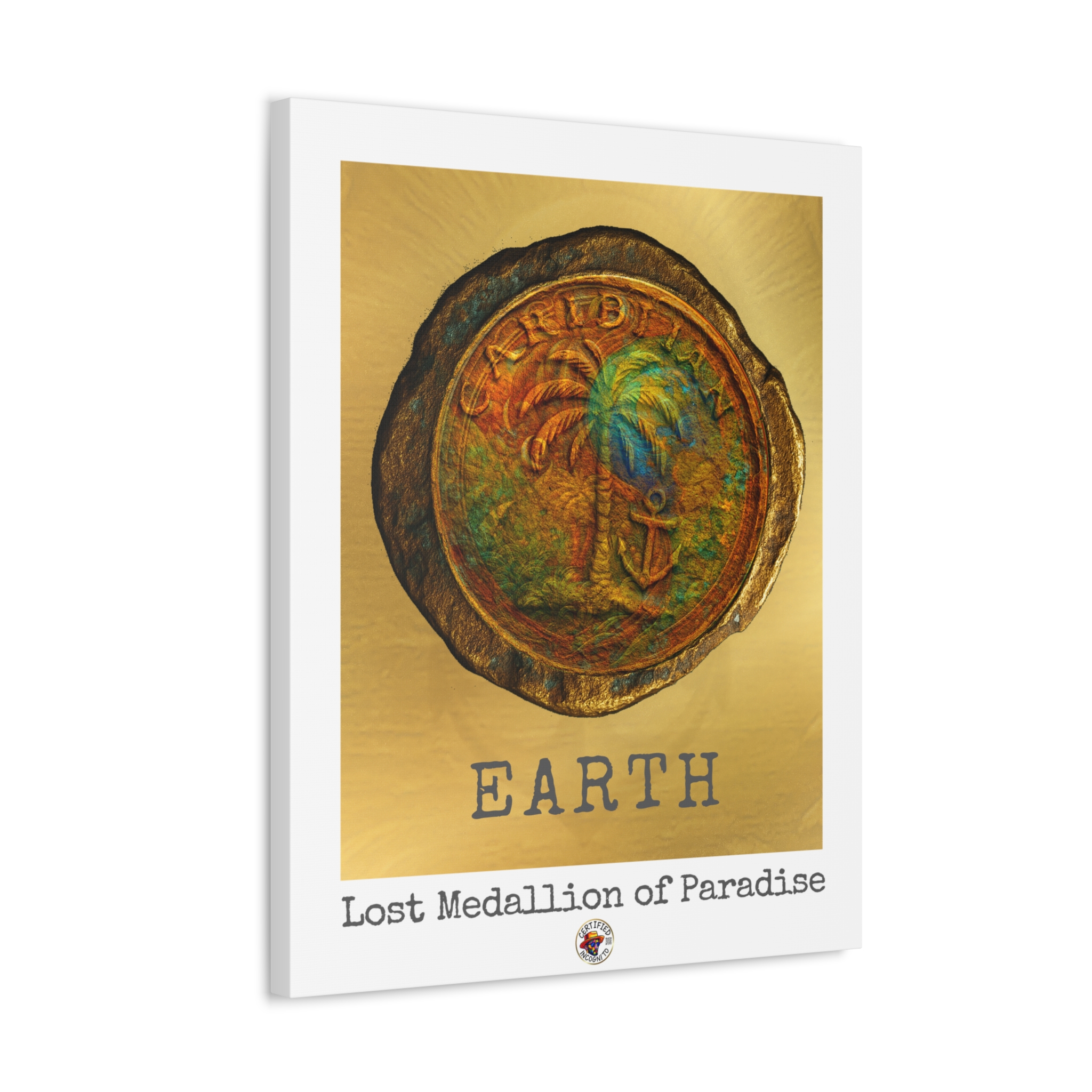 Canvas Art Print - EARTH: Lost Medallion of Paradise RARE Artwork By Living Incognito (NFT included)