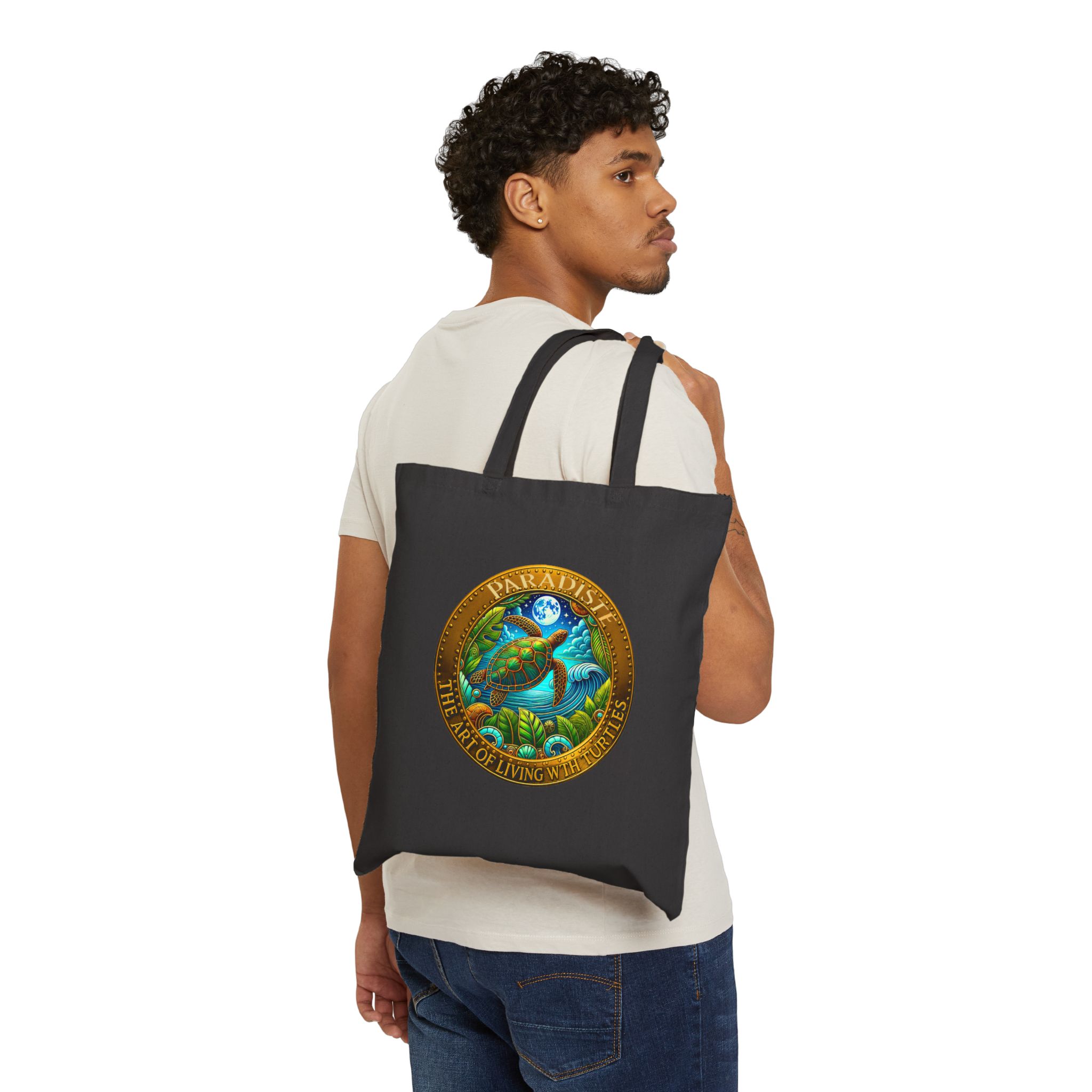 The Art of Living with Turtles Eco-Friendly Tote Bag Nature Lover Gift, Reusable Canvas Shopping Bag - Image 8