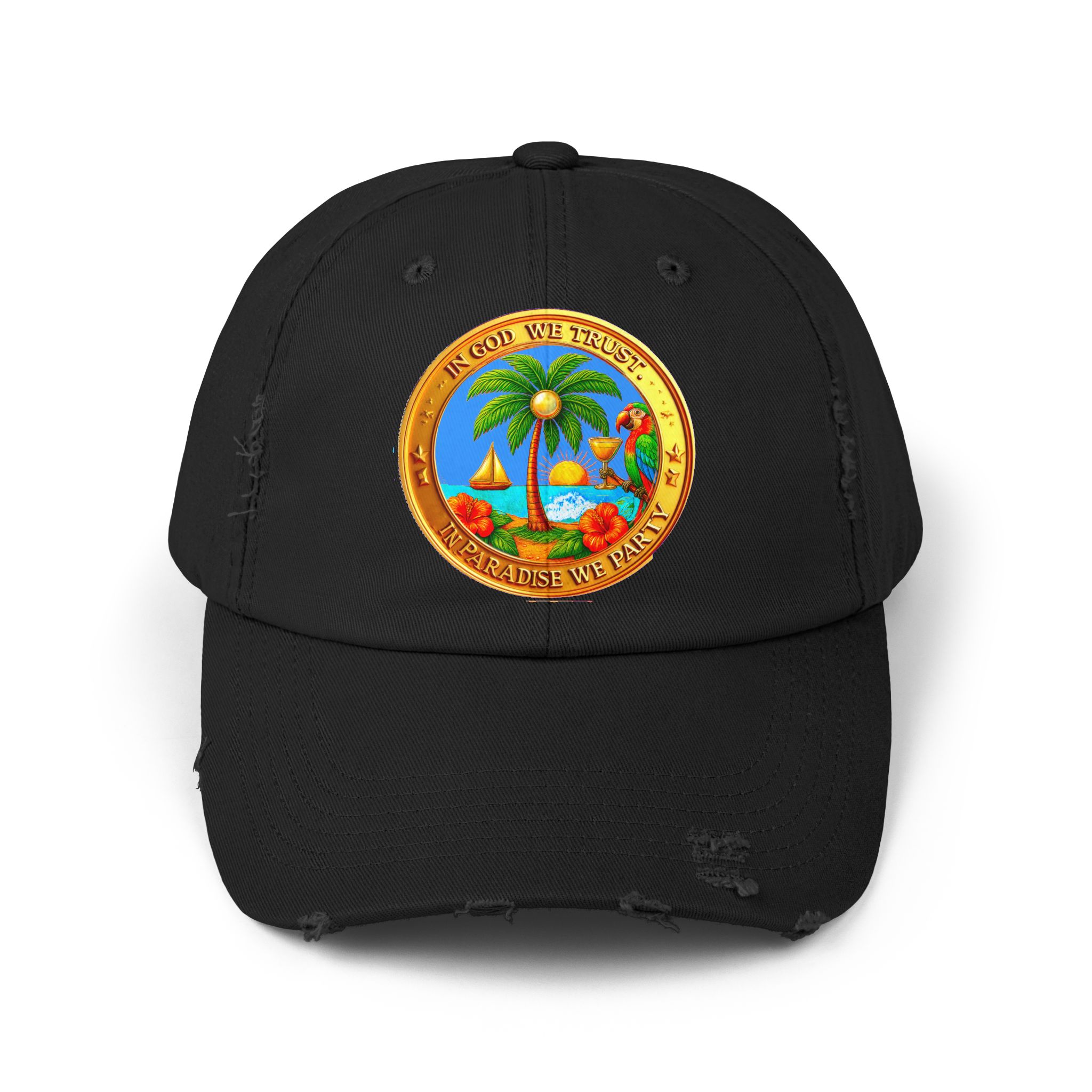 Party in Paradise Tropical Design, Casual Hat for Summer, Beach Day Accessory, Perfect Gift for Travelers, Trendy Headwear