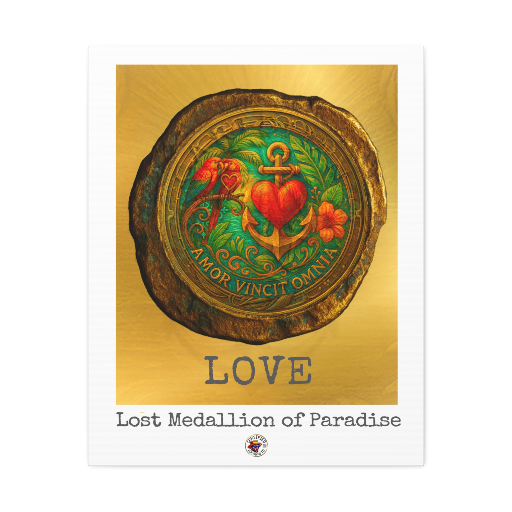 Canvas Art Print - LOVE: Lost Medallion of Paradise RARE Artwork By Living Incognito (NFT included) - Image 3